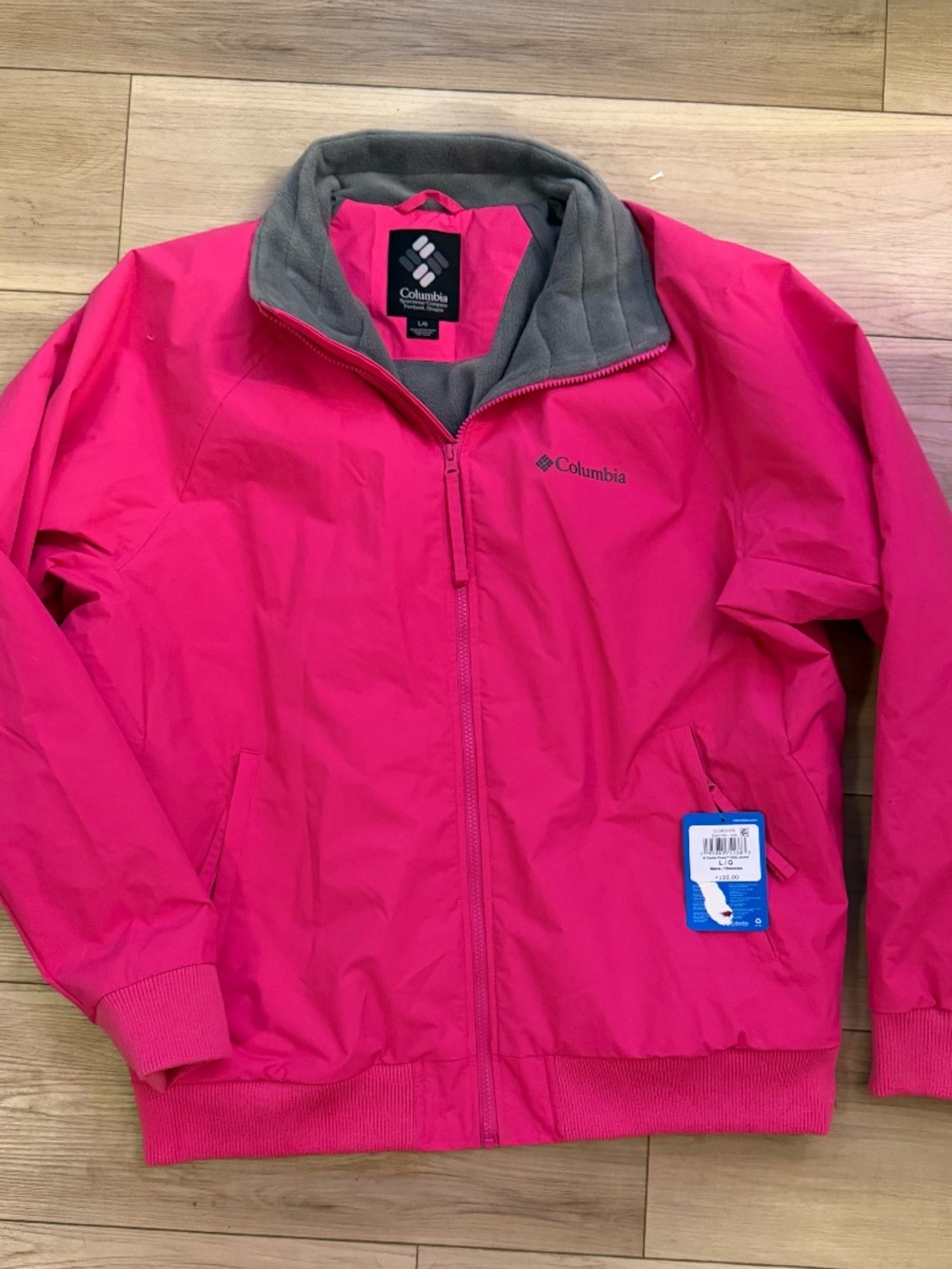 NWT Columbia Pink Fleece-Lined Winter Jacket Coat Large Unisex Full Zip